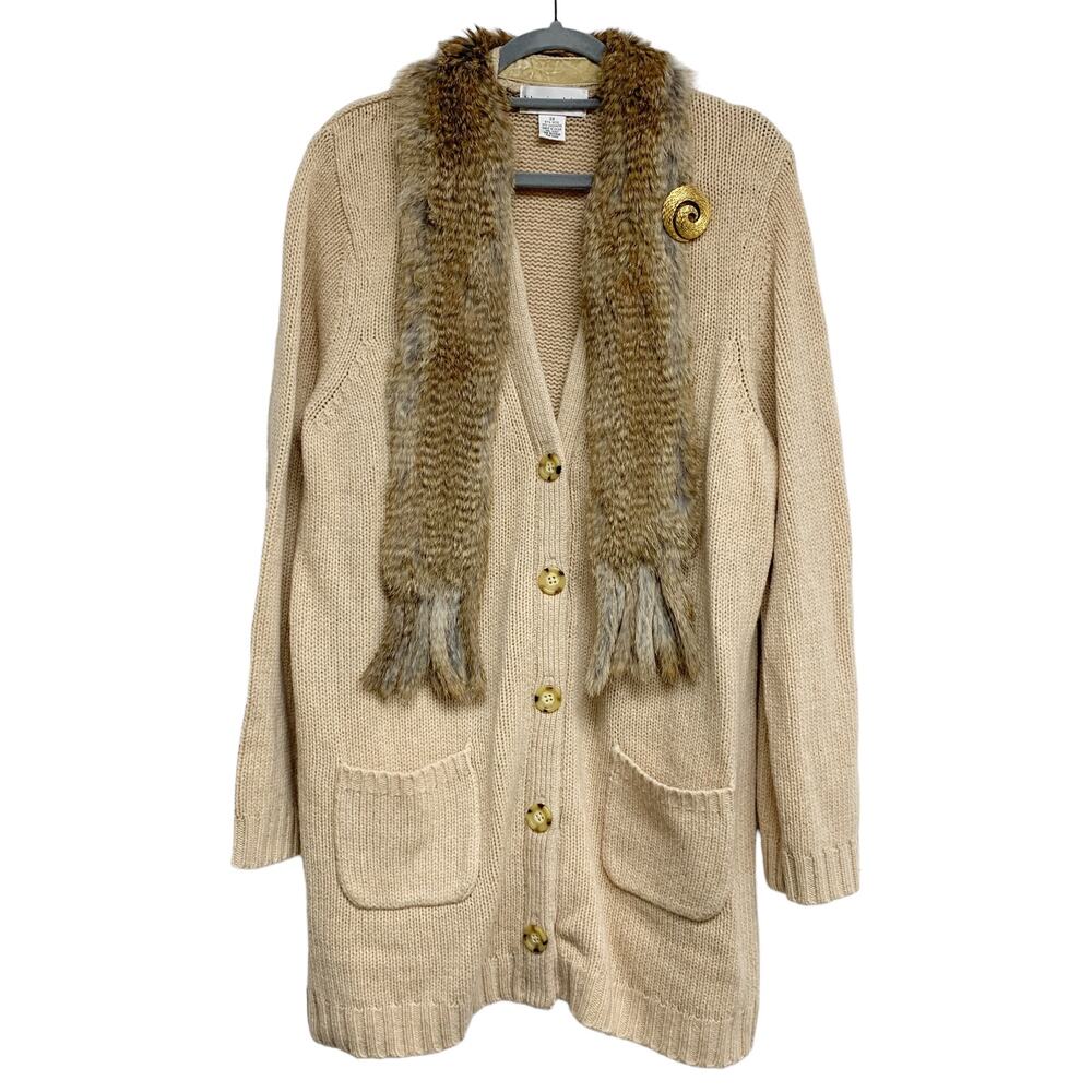 Vintage Bloomingdales Womens Size 3X Tan Button Up Cardigan Sweater